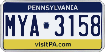 PA license plate MYA3158