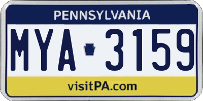 PA license plate MYA3159