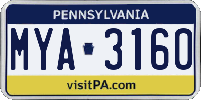 PA license plate MYA3160