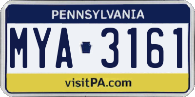 PA license plate MYA3161