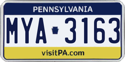 PA license plate MYA3163