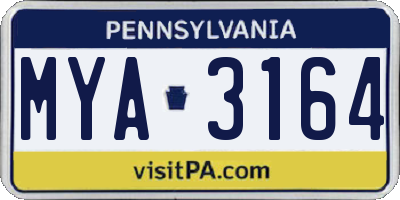 PA license plate MYA3164
