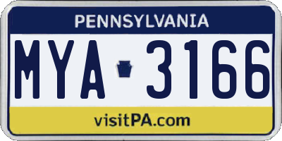 PA license plate MYA3166