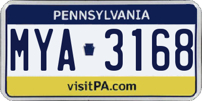 PA license plate MYA3168