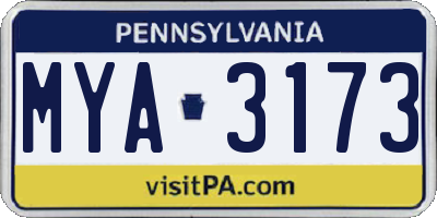PA license plate MYA3173