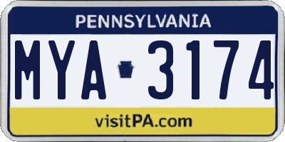 PA license plate MYA3174