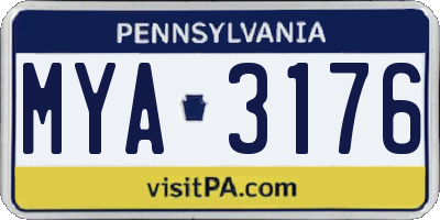 PA license plate MYA3176