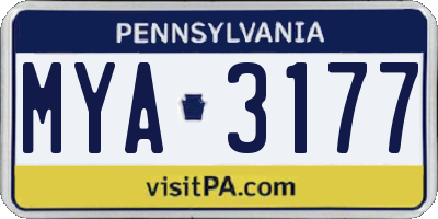 PA license plate MYA3177