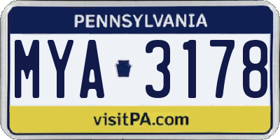 PA license plate MYA3178