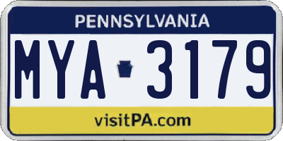 PA license plate MYA3179