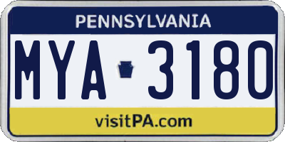 PA license plate MYA3180