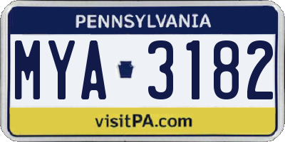 PA license plate MYA3182