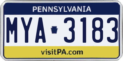 PA license plate MYA3183