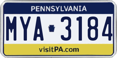 PA license plate MYA3184