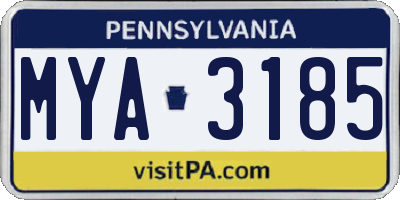 PA license plate MYA3185