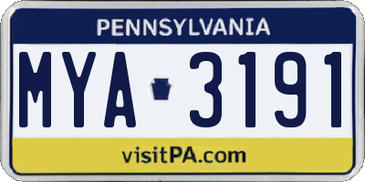 PA license plate MYA3191