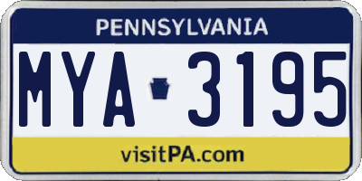 PA license plate MYA3195