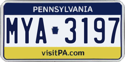 PA license plate MYA3197
