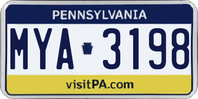 PA license plate MYA3198