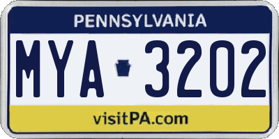 PA license plate MYA3202
