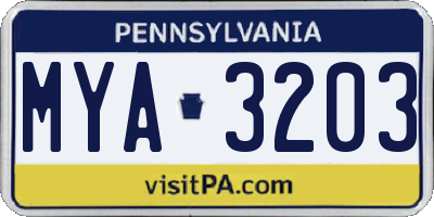 PA license plate MYA3203