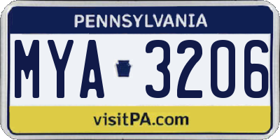 PA license plate MYA3206