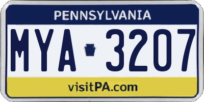 PA license plate MYA3207