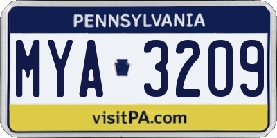 PA license plate MYA3209