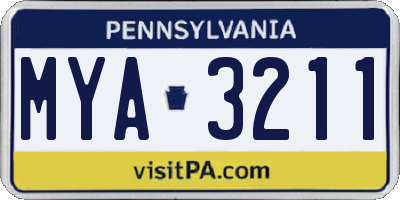 PA license plate MYA3211