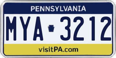 PA license plate MYA3212