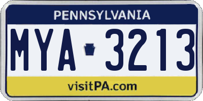 PA license plate MYA3213