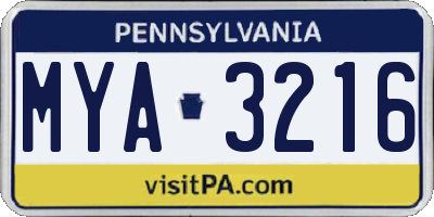 PA license plate MYA3216