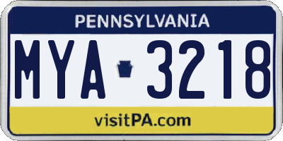 PA license plate MYA3218