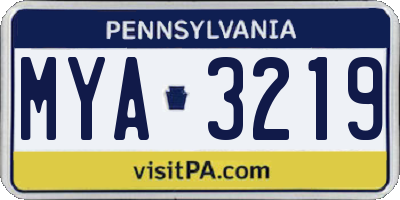 PA license plate MYA3219