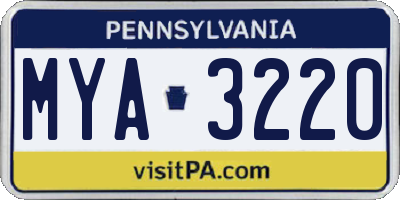 PA license plate MYA3220