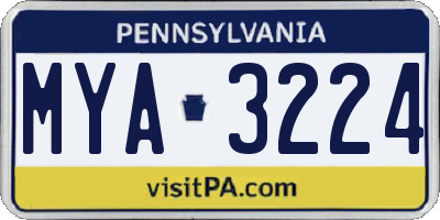 PA license plate MYA3224