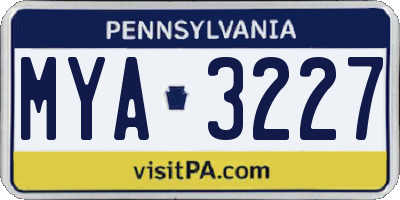 PA license plate MYA3227
