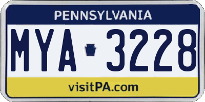 PA license plate MYA3228