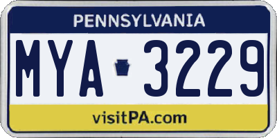 PA license plate MYA3229