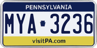 PA license plate MYA3236