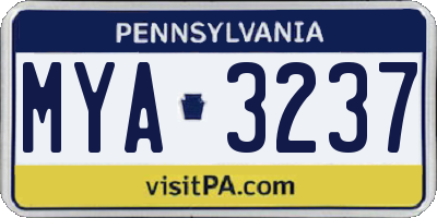 PA license plate MYA3237