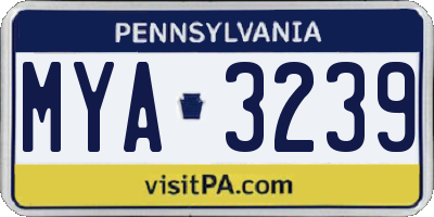 PA license plate MYA3239