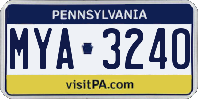 PA license plate MYA3240