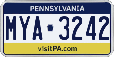 PA license plate MYA3242