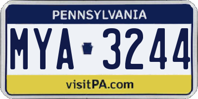 PA license plate MYA3244