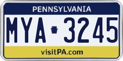 PA license plate MYA3245