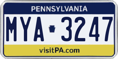 PA license plate MYA3247
