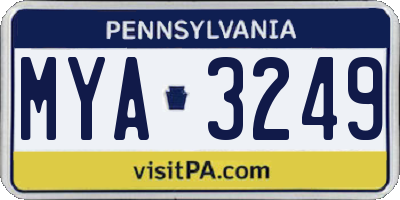 PA license plate MYA3249