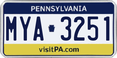 PA license plate MYA3251
