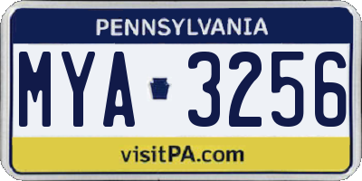 PA license plate MYA3256
